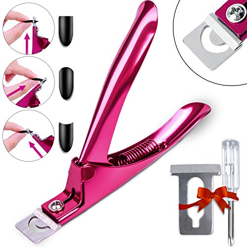 Product Cover Elegant Violet Red Premium Adjustable Stainless Steel Artificial Acrylic Fake False Nail Tip Clipper Cutter Trimmer Manicure Pedicure Sharp Blade Clip Tool For Salon Home Nail Art Beauty Design DIY