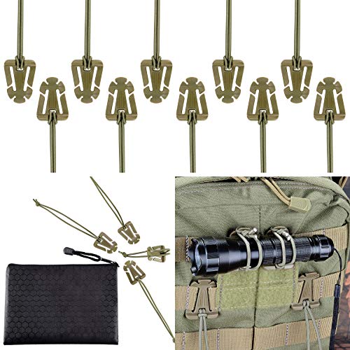 Product Cover BOOSTEADY Pack of 10 Tactical Gear Clip Molle Web Dominators for Outdoor Hydration Tube Backpack Straps Management with Zippered Pouch Coyote Tan