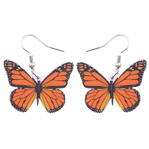 Product Cover Bonsny Drop Dangle Big Monarch Butterfly Earrings Fashion Insect Jewelry For Women Girls Teens Gifts