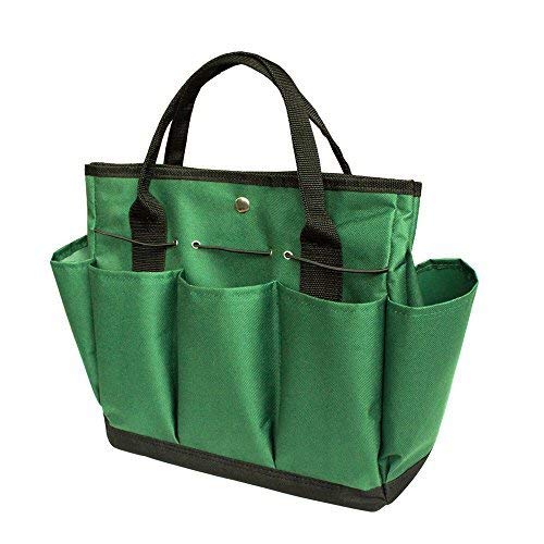 Product Cover Garden Tool Bag Garden Tote Large Organizer Bag Carrier Gardening Storage Tote with Interior Exterior Side Pockets Handles Strap for Garden Plant Tool Set Store Content Bag - Dark Green Lawn Yard