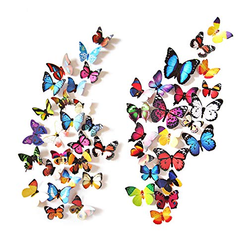 Product Cover eoorau 80PCS Butterfly Wall Decals - 3D Butterflies Decor for Wall Removable Mural Stickers Home Decoration Kids Room Bedroom Decor