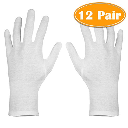 Product Cover Paxcoo 12 Pairs XL White Cotton Gloves for Dry Hand Moisturizing Cosmetic Eczema Hand Spa and Coin Jewelry Inspection
