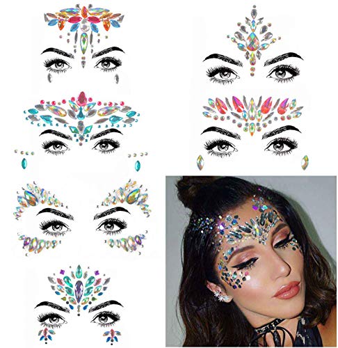 Product Cover COKOHAPPY 6 Sets Rhinestone Mermaid Face Jewels Tattoo - BODY STICKERS Crystal Tears Gem Stones Bindi Temporary Stickers (Collection 1)
