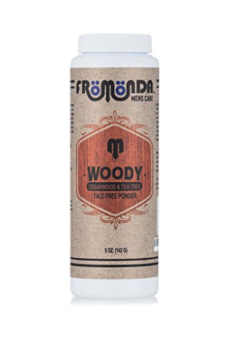 Product Cover Fromonda (Woody) Body Powder Cedarwood & Tea Tree (5 oz, 1-Pack) Unisex, Talc-Free, Anti-Chaffing, Sweat Defense with Essential Oils