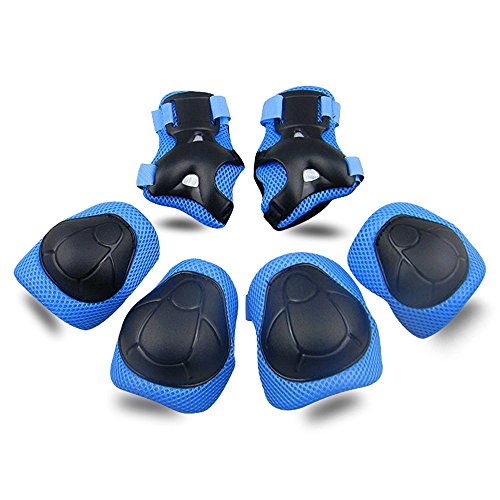Product Cover Kids Protective Gear SKL Knee Pads for Kids Knee and Elbow Pads with Wrist Guards 3 in 1 for Skating Cycling Bike Rollerblading Scooter (Blue, [Upgraded Vistion 3.0])