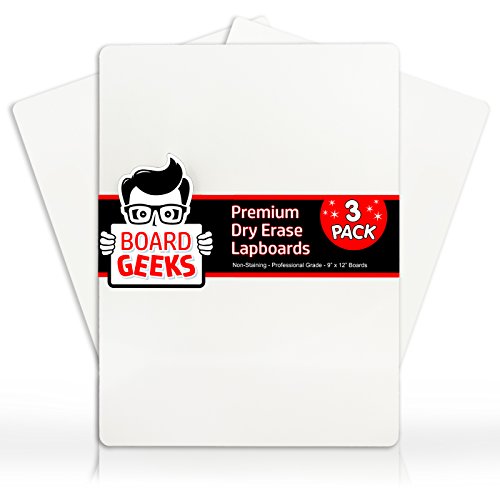Product Cover Dry Erase Lapboards | 9 x 12 inch Large Whiteboard | White Board Set | Great for Teachers, Students, Children, Classroom | Reusable, Durable, Portable, Single Sided Whiteboard (3 Pack Lapboards)