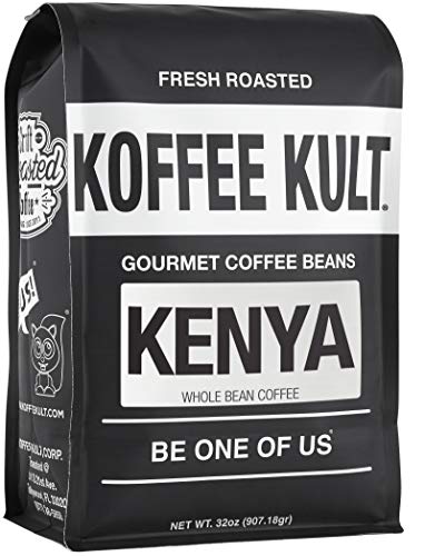 Product Cover Koffee Kult Kenya Medium Roast Whole Bean Coffee, Premium 100% Single Origin Arabica 87+ AA Plus High Altitude Grown Speciality Grade (32oz)