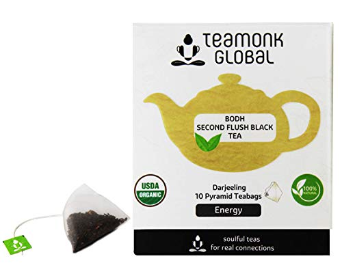 Product Cover Teamonk Bodh Darjeeling Second Flush Organic Black Tea Bags - 10 Teabags | Tea for Boosting Energy | Natural Black Tea | Pure Black Tea from Himalayas | No Additives