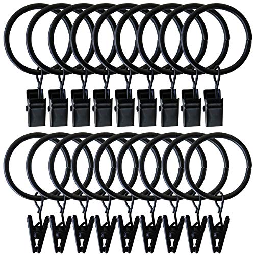 Product Cover Topspeeder 18 Pack Rings Curtain Clips with Rings Rustproof Drapery Rings on Rod Strong Metal Decorative Drapery Window Curtain Ring with Clip Vintage Black
