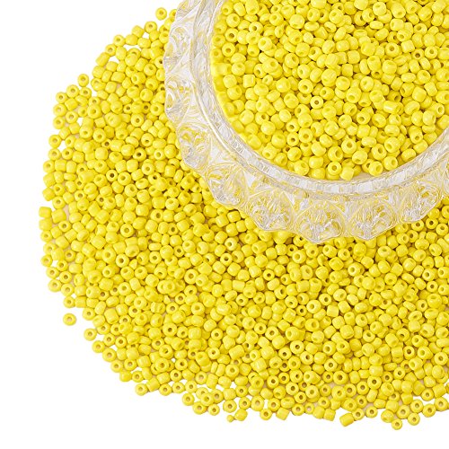 Product Cover PH PandaHall 6/0 Glass Seed Beads Round Pony Bead Diameter 4mm About 4500Pcs for Jewelry DIY Craft Yellow Opaque Colours