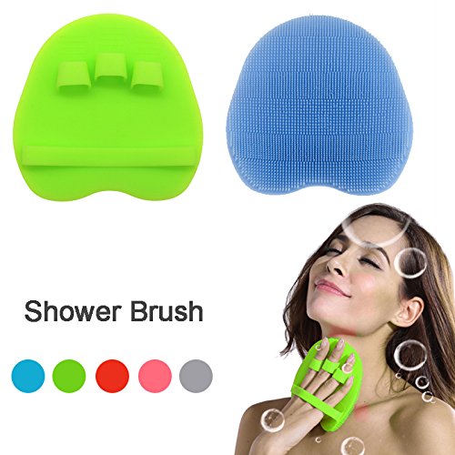 Product Cover INNERNEED Soft Silicone Body Brush Gentle Exfoliating Glove Shower Scrubber Natural Bristles - Improves Skin's Health and Beauty (Pack of 2)