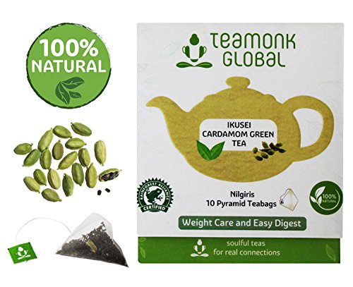 Product Cover Teamonk Ikusei Nilgiri Cardamom Green Tea Bags - 10 Teabags | Weight Loss Tea | Slimming Tea | Helps Improve Digestion | Natural Cardamom Tea | No Additives