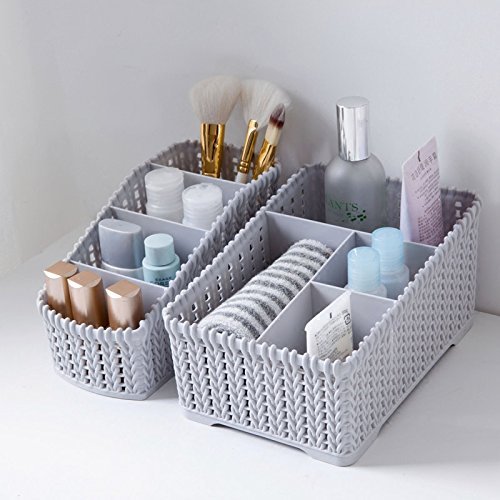 Product Cover Diswa 2pcs Multi Grids Desktop Sundries Storage Basket Plastic Makeup Organizer Home Office Stationary Storage Container Box