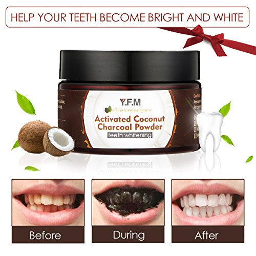 Product Cover Teeth Whitening Activated Charcoal Powder - Y.F.M All Natural Tooth Whitener Powder Made from Coconut Shell, Charcoal - Eliminates Bad Breath, Coffee & Tea Stains, Oral Care | 50g (1.7 Oz)