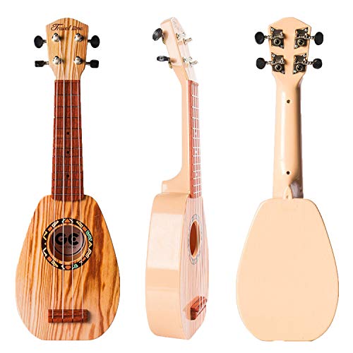Product Cover YOLOPLUS+ 17 Inch Kids Ukulele Guitar Toy 4 Strings Mini Children Musical Instruments Educational Learning Toy for Toddler Beginner Keep Tone Anti-Impact Can Play With Picks and Strap (17 Inch-1)