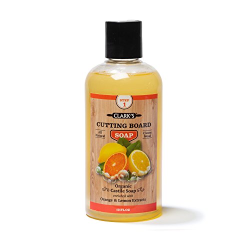 Product Cover CLARK'S Cutting Board Soap (12oz) | castile Based! | Enriched with Lemon & Orange Oils | Organic & 100% Natural | Butcher Block Cleaner