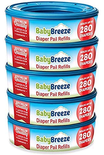 Product Cover Diaper Pail Refill Bags for Playtex Diaper Genie - 1400 Count (5-Pack) - By BabyBreeze