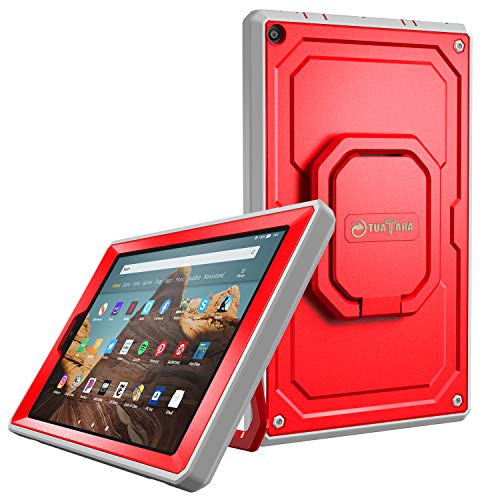 Product Cover Fintie Case for All-New Amazon Fire HD 10 (7th and 9th Generations, 2017 and 2019 Releases) - [Tuatara Magic Ring] 360 Rotating Multi-Functional Grip Carry Cover w/Built-in Screen Protector, Red
