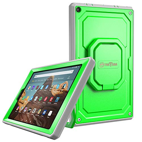 Product Cover Fintie Case for All-New Amazon Fire HD 10 (7th and 9th Generations, 2017 and 2019 Releases) - [Tuatara Magic Ring] 360 Rotating Multi-Functional Grip Carry Cover w/Built-in Screen Protector, Green