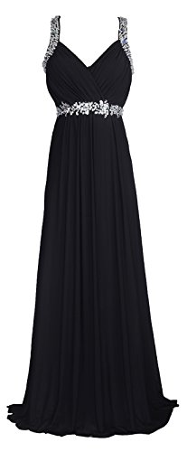 Product Cover Licoco Women Beading Straps Ruched Long Formal Prom Gowns Bridesmaid Dress Black