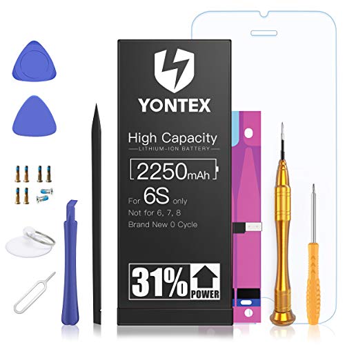 Product Cover YONTEX 2250mAh Battery Replacement Compatible with iPhone 6S, Ultra High Capacity Li-ion Battery with Repair Tools and 1 Screen Protector