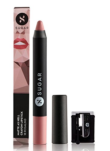 Product Cover SUGAR Cosmetics Matte As Hell Crayon Lipstick 18 Rosalind (Nude Rose) With Free Sharpener, 2.8 gms