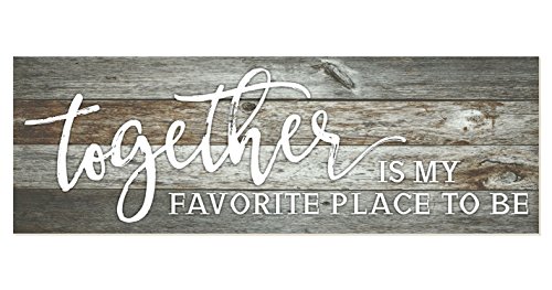 Product Cover Together is My Favorite Place to Be Rustic Print Wood Sign 6x18 (Gray)