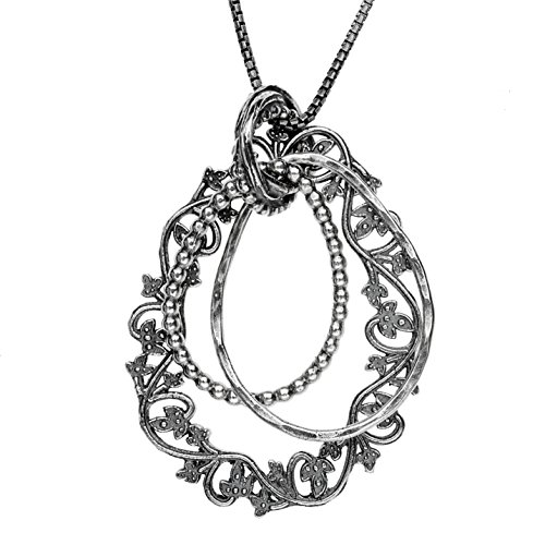 Product Cover PZ Paz Creations 925 Sterling Silver Lace Drop Necklace, Made in Israel