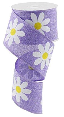 Product Cover Daisy Flower Canvas Wired Edge Ribbon, 2.5