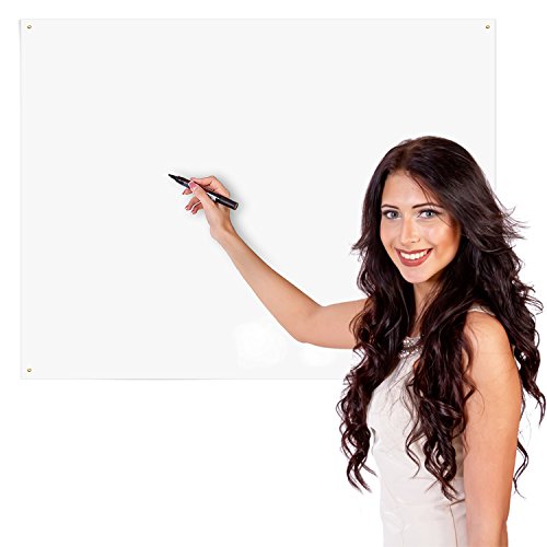 Product Cover Delane Dry Erase Whiteboard Sheet - Alternative to Heavy Erasable Board - Flexible Writing Sheet Sticks to Office Walls with Supplied Adhesive Mounting Strips - Dry Erase Markers Included, 24 x 36