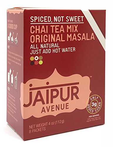 Product Cover Jaipur Avenue Chai Tea Mix Masala - SPICED, NOT SWEET - 70% Less Sugar (8-Count Box)