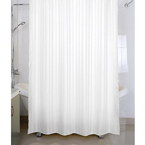 Product Cover Housey Wousey Polyester Waterproof Striped Shower Curtain with Rings - 72 Inch X 80 Inch, White