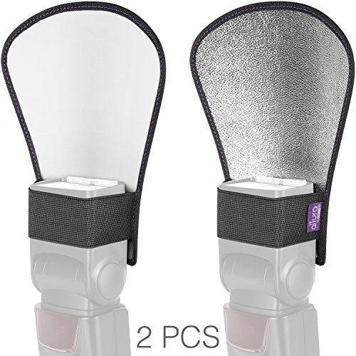 Product Cover (2 Pack) Flash Diffuser Reflector - Premium Two-Sided Silver/White by Altura Photo for Canon, Nikon and All Speedlight Flashes