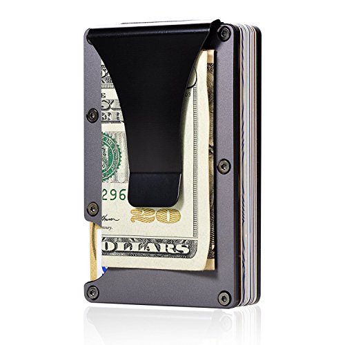 Product Cover Carbon Fiber Aluminum Mens Wallet Money Clip Wallets for Men RFID Blocking Minimalist Wallet, Slim Wallet