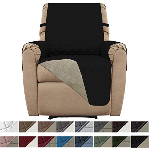 Product Cover Easy-Going Recliner Sofa Slipcover Reversible Sofa Cover Furniture Protector Couch Shield Water Resistant Elastic Straps Pets Kids Children Dog Cat (Recliner, Black/Beige)