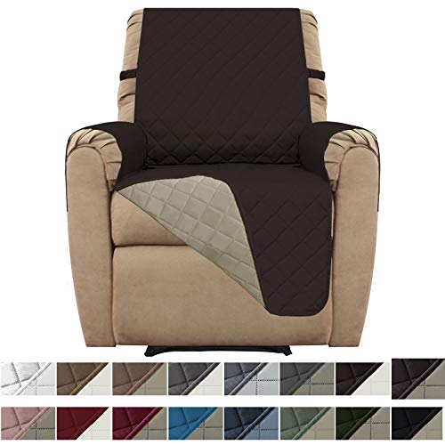 Product Cover Easy-Going Recliner Sofa Slipcover Reversible Sofa Cover Furniture Protector Couch Shield Water Resistant Elastic Straps Pets Kids Children Dog Cat (Recliner, Chocolate/Beige)