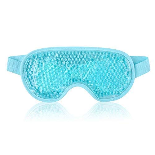 Product Cover Cold Eye Mask for Puffy Eyes Reusable Cooling Eye Mask with Gel Bead for Hot Cold Therapy, Stress Relief, Migraine, Headache and Sinus Pain - Blue