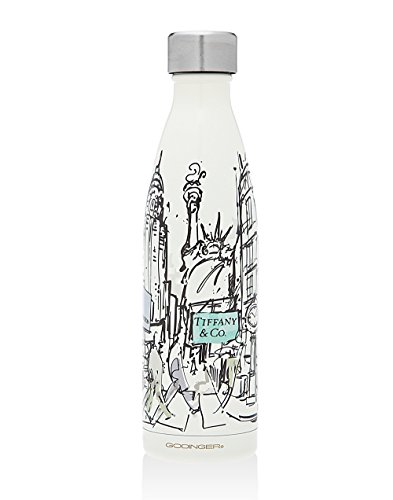 Product Cover  Godinger NEW YORK Water Bottle - Perfect NY City Souvenir Travel Water Bottle, With Imprinted Brands on it, Insulated Leak-proof Double Walled Stainless Steel, Keeps Your Drink Hot & Cold | 17 Oz