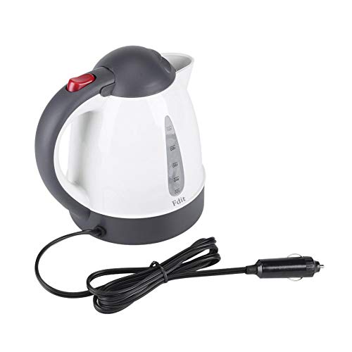 Product Cover Fdit Portable Car Electric Kettle Road Trip Travel Cigarette Lighter DC12V/24V Heated Water Tea Coffee Kettle Auto Shut Off (1000ml (Kettle) (12V)