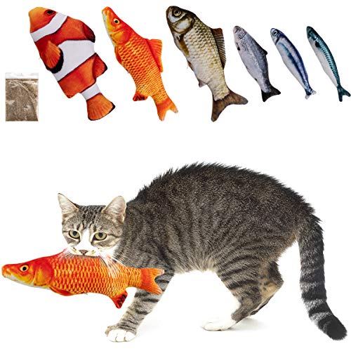 Product Cover MEWTOGO 6 Pcs Catnip Fish Cat Toys with Zippers, Upgraded Realistic Fluffy Fish Kitty Interactive Chewings