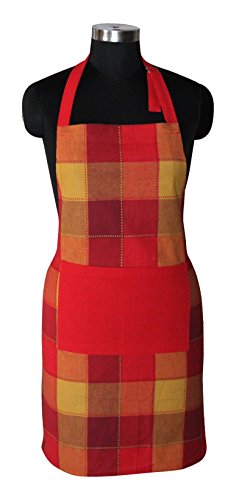 Product Cover Airwill, 100% Cotton Yarn-Dyed Designer Weaved Aprons, Sized 65cm in Width & 80cm in Length with 1 Center Pocket, Adjustable Buckle on Top and 2 Long Ties On Both 2 Sides. Pack of 1 Piece