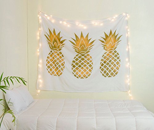 Product Cover Labhanshi Sparkly Gold Pineapple Tapestry, Pineapple Tapestry Wall Art Hanging Tapestry for Living Room Bedroom Dorm Home Decor