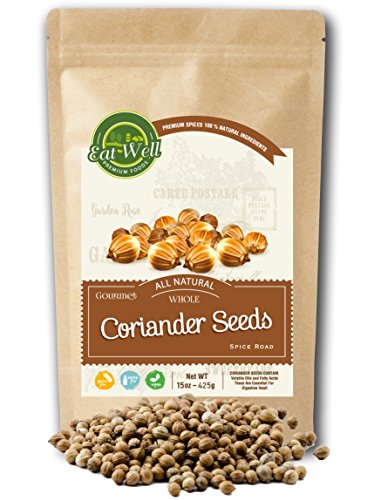 Product Cover Coriander Seeds Whole | 15 oz - 425 g Reseable Bag | 100% Natural, Freshly Packed | Gluten-Free & Non-GMO | by Eat Well Premium Foods