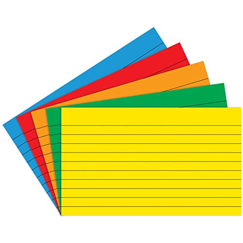 Product Cover Top Notch Teacher Products TOP3662 Index Cards, Lined, Assorted Primary Colors, 3
