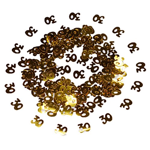 Product Cover Happy Birthday Confetti 50g 2000 Pieces Gold Number Ligits 30 Happy Birthday Words Letters Confetti for Birthday Party and Special Events Table Scatters Decorations (Gold 30)