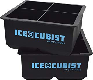 Product Cover Giant Square 2.5 Inch Whiskey Ice Cube Freezer Trays - Double Extra Large Ice Cubes - 2 Tray Pack, 4 Cubes Per Tray - Makes 8 Giant 2.5 Inch Ice Cubes, BPA Free