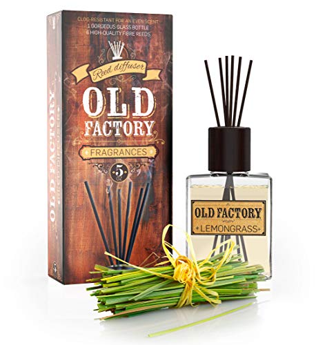 Product Cover Reed Diffuser Set - Lemongrass - Essential Oil Aromatherapy Scent Bottle and 6 Clog-Resistant Fiber Reeds - Premium Scented Diffusers for Oils - 5-Ounces