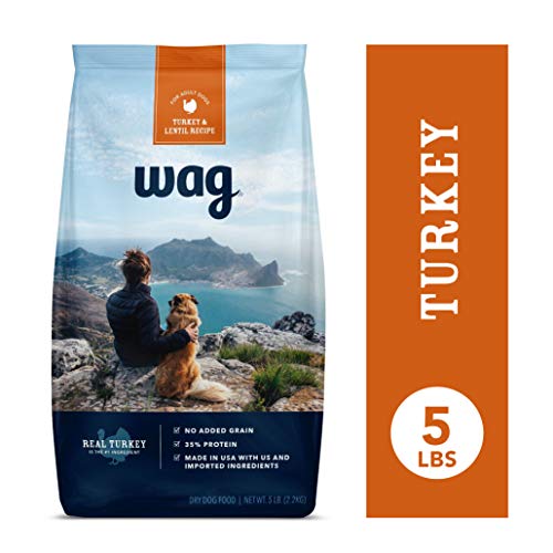 Product Cover Amazon Brand - Wag Dry Dog Food Turkey & Lentil Recipe (5 lb. Bag) Trial
