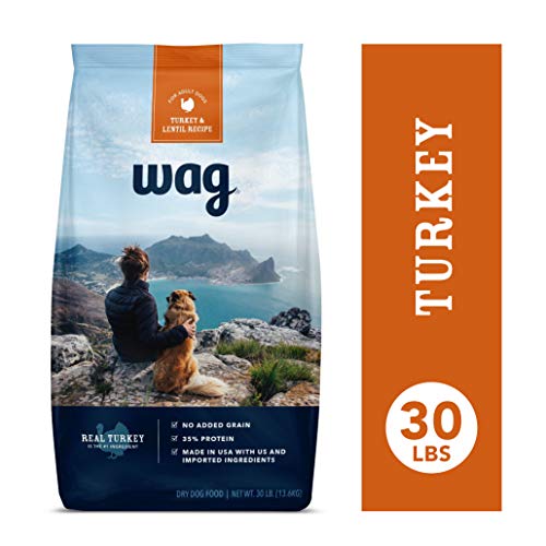 Product Cover Amazon Brand - Wag Dry Dog Food Turkey & Lentil Recipe (30 lb. Bag)