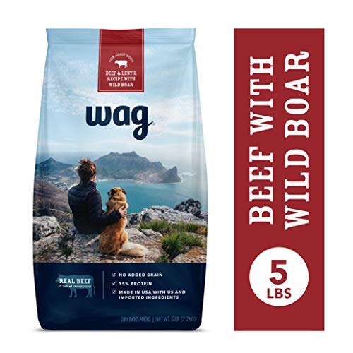 Product Cover Amazon Brand - Wag Dry Dog Food Beef & Lentil Recipe with Wild Boar (5 lb. Bag) Trial